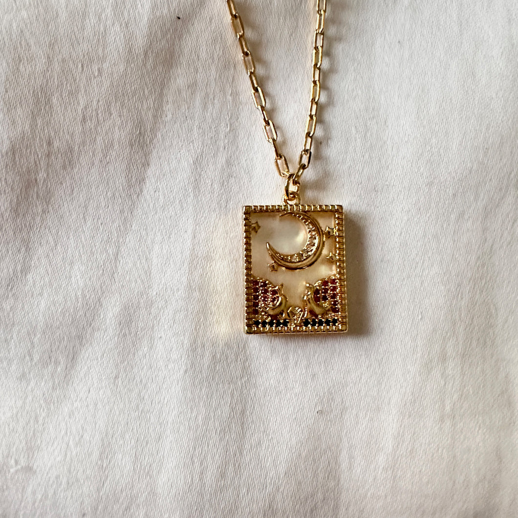 Rectangle Moon Life Medallion