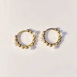 Drops of Pearl Huggie Earrings