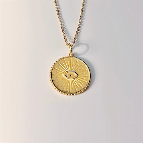 Everly Evil Eye Sterling Silver Gold Tone Necklace