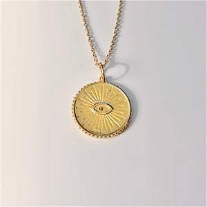 Everly Evil Eye Sterling Silver Gold Tone Necklace