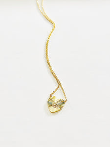 Sterling Silver Gold Starburst Heart Necklace