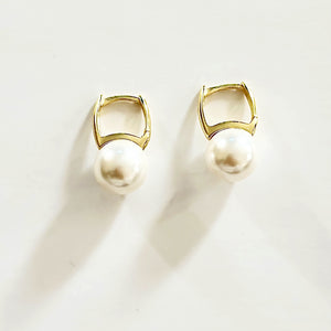 Sterling Silver Gold Plated Pearl Drop Huggie Earrings