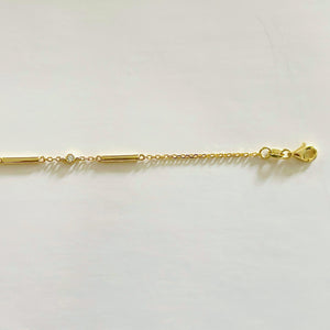Sterling Silver Gold Plated CZ and Dashes Bracelet