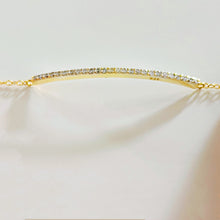 Load image into Gallery viewer, Sterling Silver Gold Plated CZ Pave Bar Bracelet