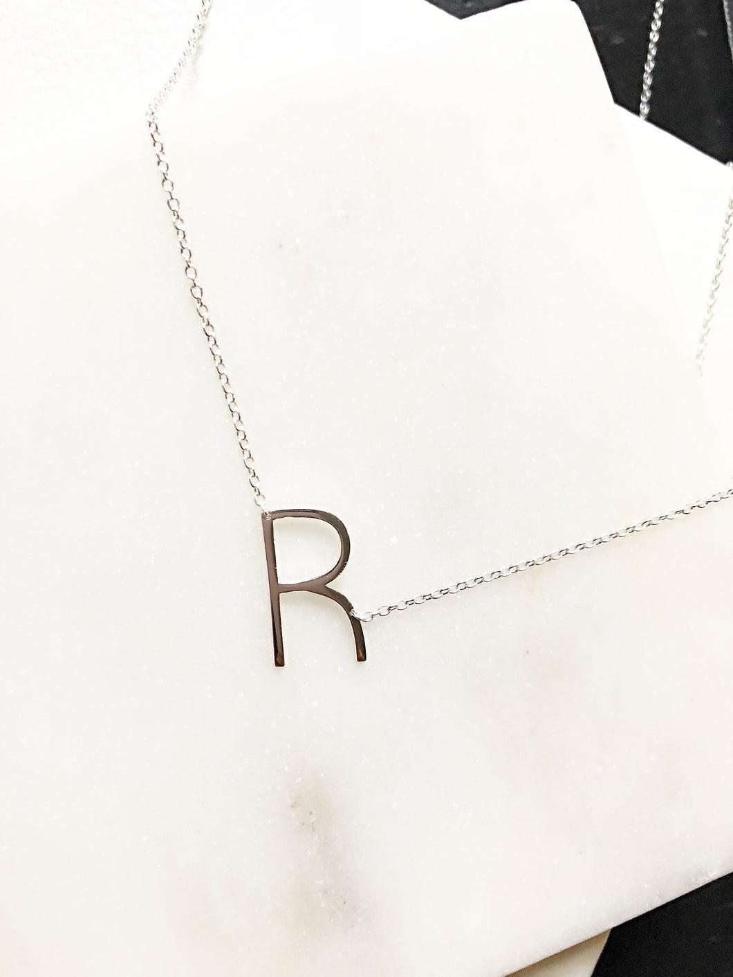 Petite High Polished Initials- Silver
