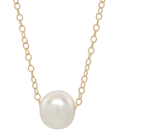 Load image into Gallery viewer, Simple Solitaire Pearl Necklace - Gold Tone