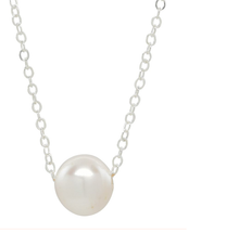 Load image into Gallery viewer, Simple Solitaire Pearl Necklace - Sterling Silver