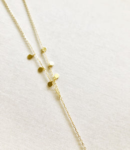 925 sterling silver/gold plated Y Necklace with mini disc that twinkle and sparkle with every move you make