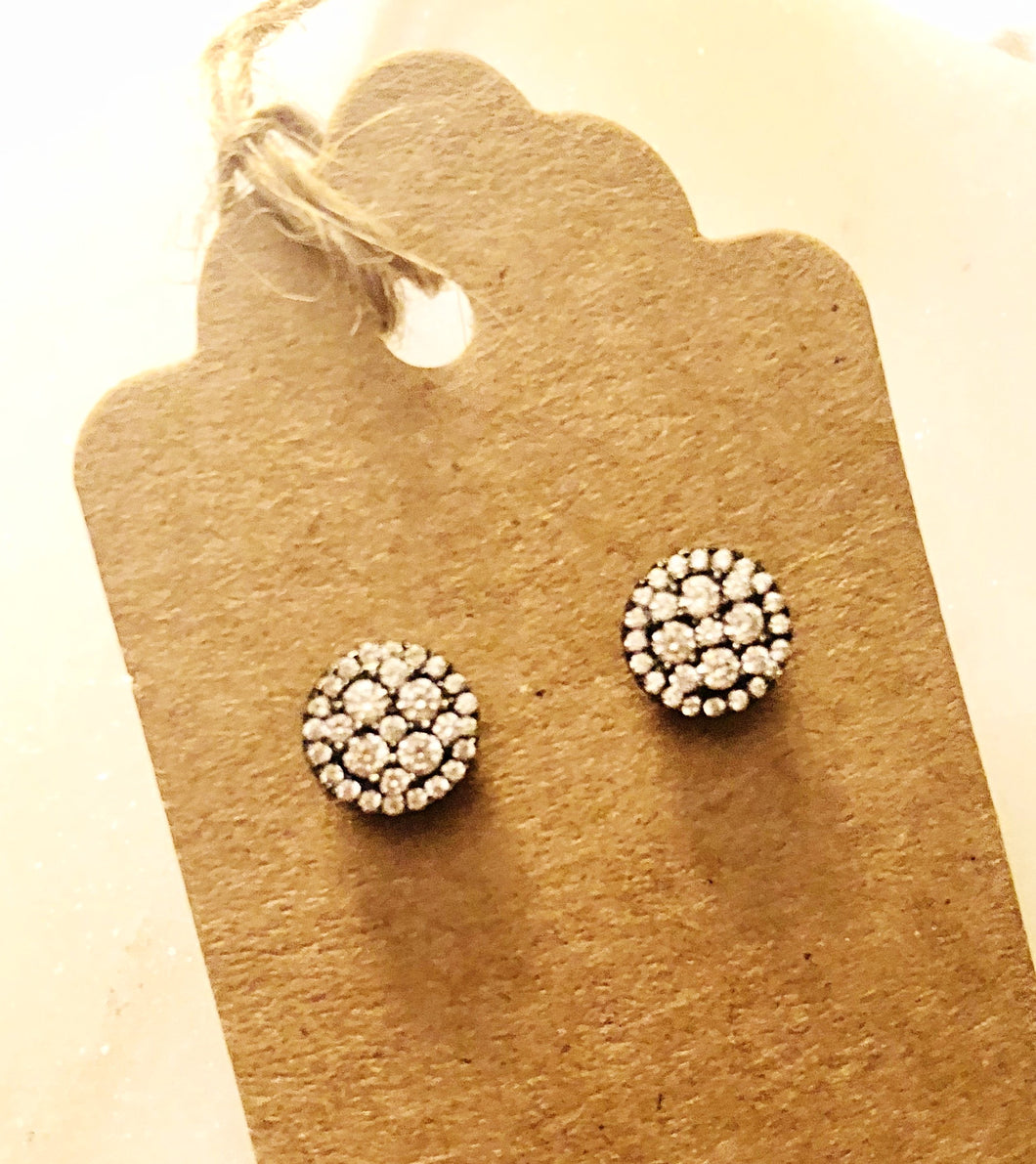 925 Sterling Silver/Black Ruthenium pave circle earrings. Edgy yet timeless just like you.