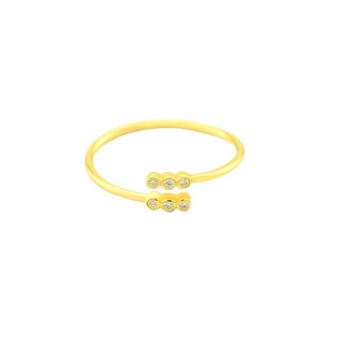 Triple Bezel Bypass Ring - Gold Plated- size 7