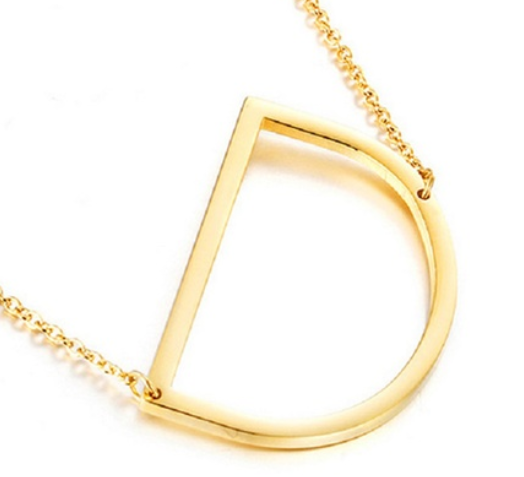 Be Bold Silver/Gold Tone Block Letter Necklace - D