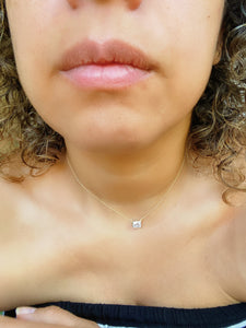Sterling Silver Gold Plated Square Emerald Cut Princess Necklace
