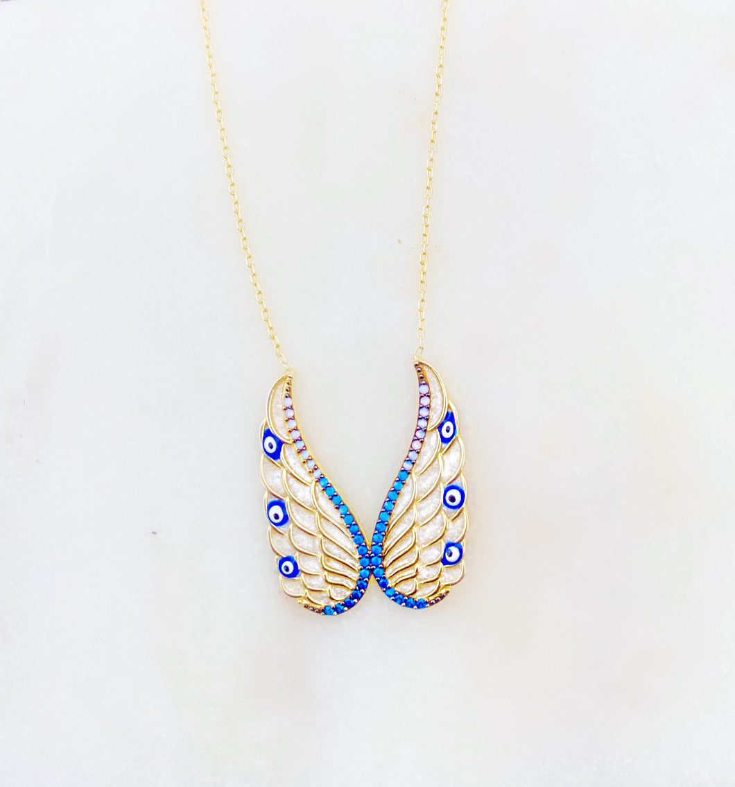 Sterling Silver Gold Plated Angel Butterfly Wings Necklace