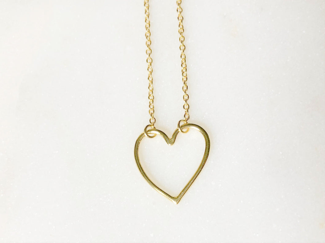 Open Heart Necklace - Gold Tone
