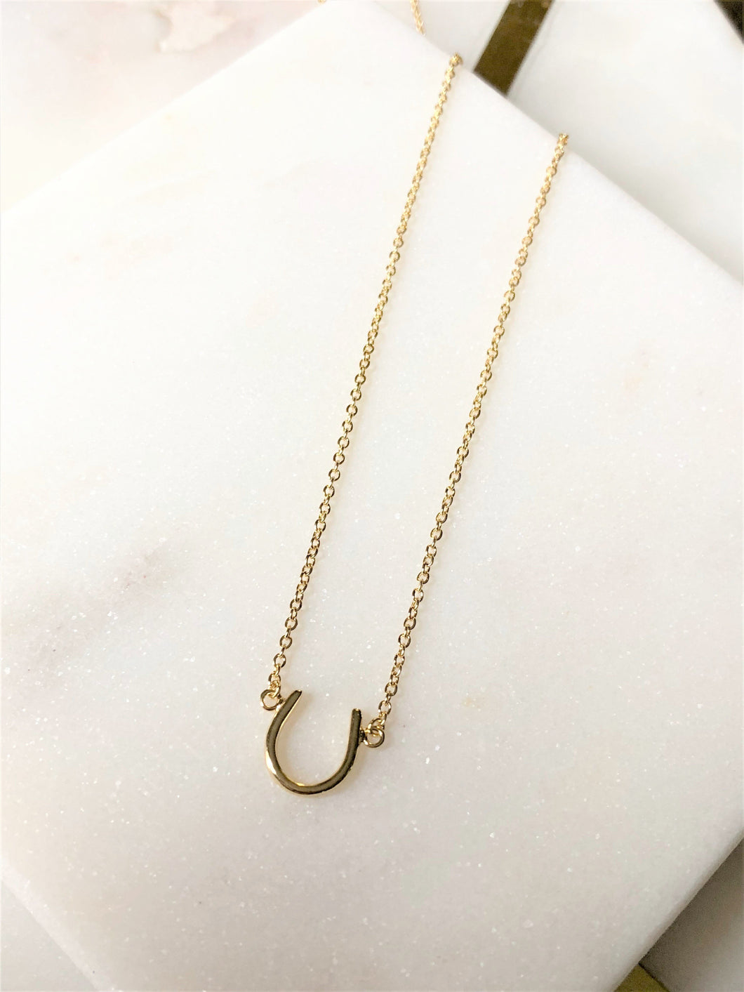 Sterling Silver 14K Gold Plated Horseshoe Necklace