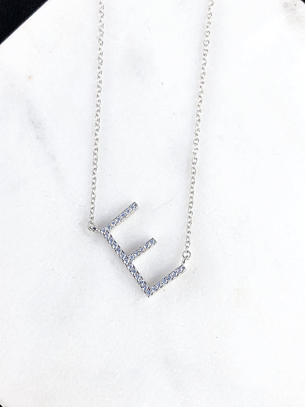 Petite Silver CZ Initials - E