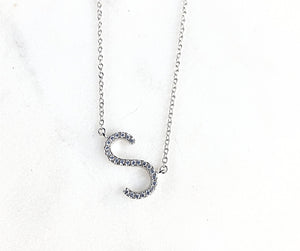 Petite Silver CZ Initials - S