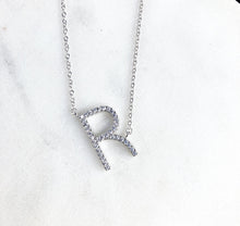 Load image into Gallery viewer, Petite Silver CZ Initials - R