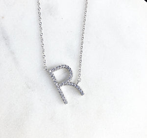 Petite Silver CZ Initials - R