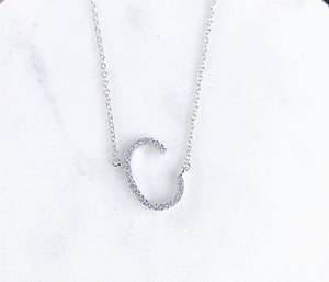 Petite Silver CZ Initials - C