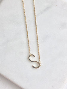 Sterling Silver 14K Gold Plated Your Initial Letter - S