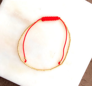 Sterling Silver Gold Plated Red Pull Cord Line Bracelet
