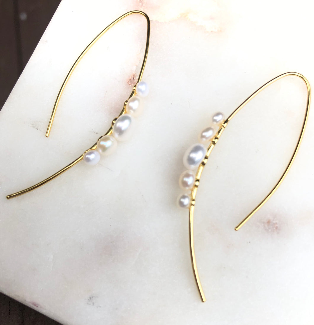 Pearl A - Line Threader Earrings