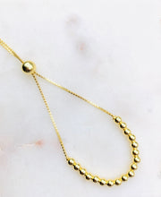 Load image into Gallery viewer, Adjustable Sterling Silver 14K Gold Plated Bead Bracelet