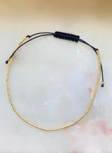 Load image into Gallery viewer, Sterling Silver Gold Plated Red Pull Cord Line Bracelet - Black Cord