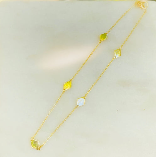 Sterling Silver Gold Plated Anklet with Diamond Shape Links