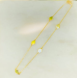 Sterling Silver Gold Plated Anklet with Diamond Shape Links