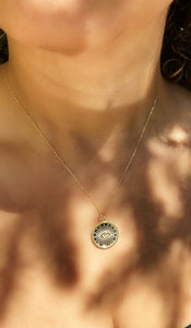 Sterling Silver Gold Plated All Seeing Eye Coin Medallion Necklace 18in