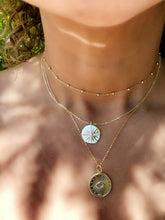 Load image into Gallery viewer, Sterling Silver Gold Plated All Seeing Eye Coin Medallion Necklace 18in