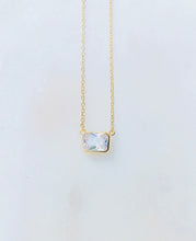 Load image into Gallery viewer, Sterling Silver Gold Plated Square Emerald Cut Princess Necklace