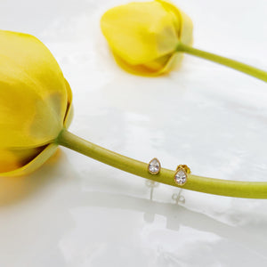 Tiny Pear Shape CZ Mini Stud Earrings