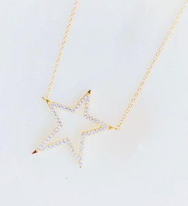 Sterling Silver Gold Plated Big Star Necklace