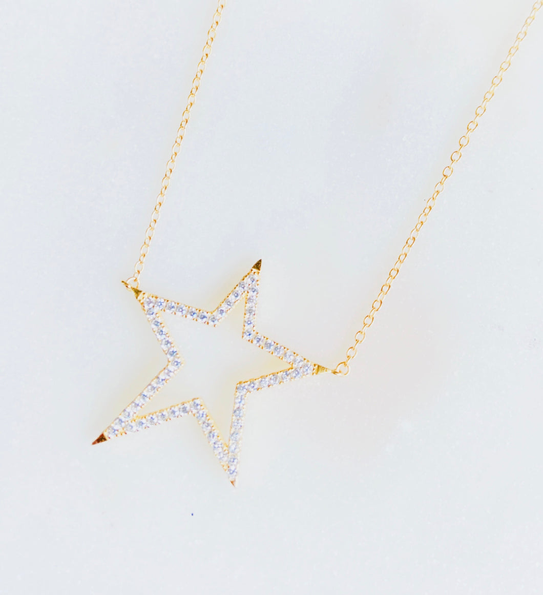 Sterling Silver Gold Plated Big Star Necklace
