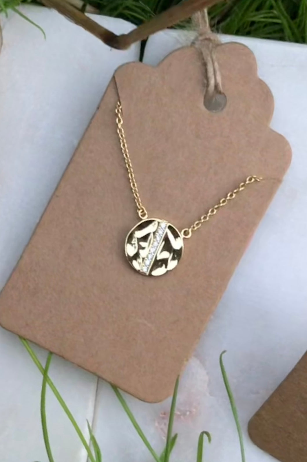 Wavy Circle with CZ Center Necklace