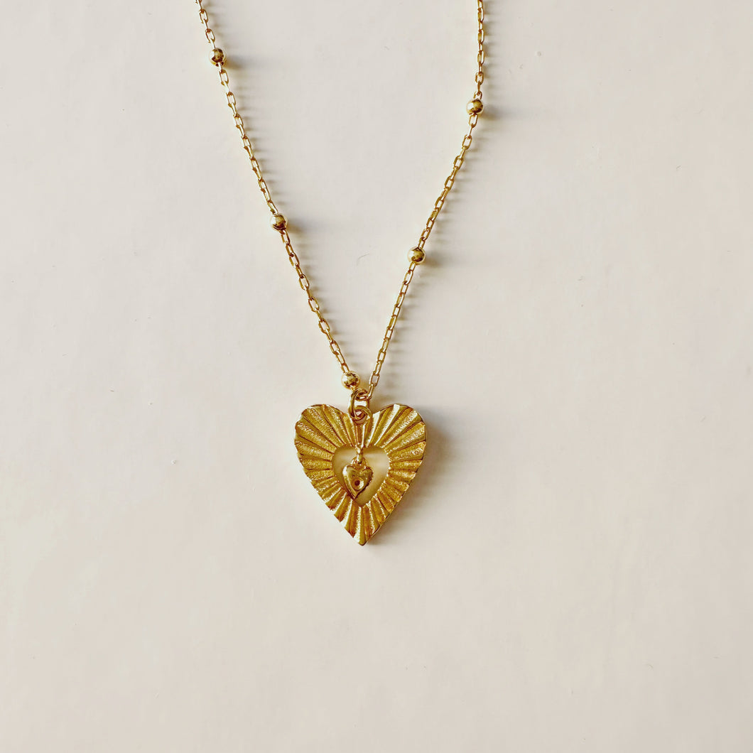 Rays of Sunshine Rosary Heart Necklace