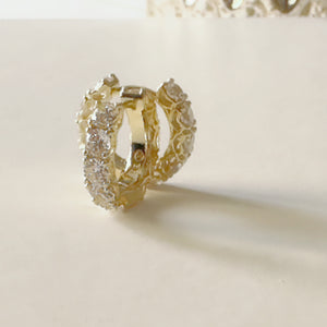 Sparkle CZ Huggie Gold Tone Hoop Earrings