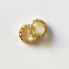 Load image into Gallery viewer, Sparkle CZ Huggie Gold Tone Hoop Earrings