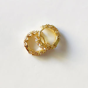 Sparkle CZ Huggie Gold Tone Hoop Earrings