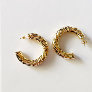 Boss Babe Gold Tone Twist Hoop Earrings