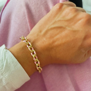 Beauty Pink Enamel Links Bracelet