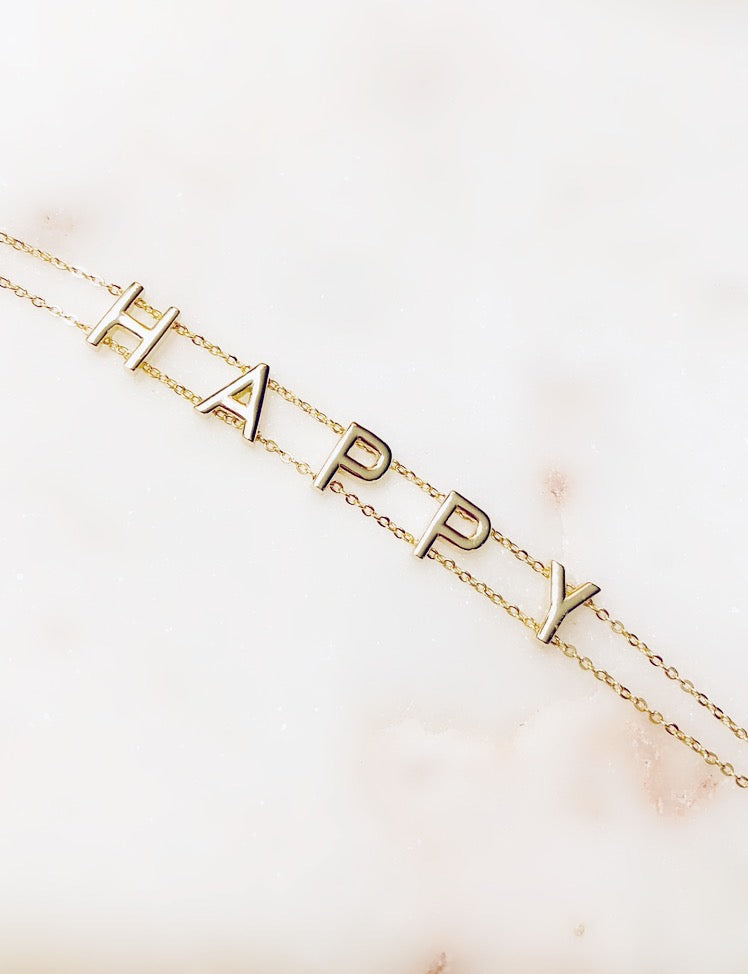 Sterling Silver Gold Tone Solid Happy Bracelet