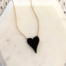 Load image into Gallery viewer, Sterling Silver Gold Plated Love Hard Pave Heart Necklace