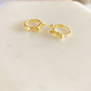 Gold Plated Spiked Huggie Mini Hoop Earrings