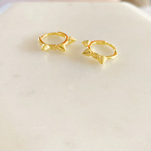 Gold Plated Spiked Huggie Mini Hoop Earrings