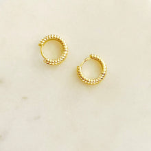 Load image into Gallery viewer, Sterling Silver Gold Plated Mini Twisted  Huggie Hoops