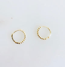 Load image into Gallery viewer, Sterling Silver Gold Plated Mini Bead Huggie Hoops
